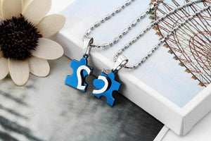 Heart Puzzle Couple Necklace