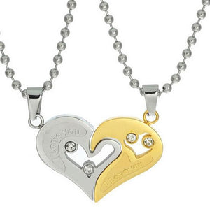 I Love You Heart Shape Couple Necklace