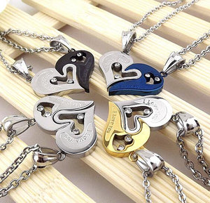 I Love You Heart Shape Couple Necklace