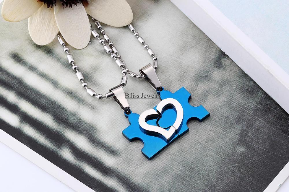 Heart Puzzle Couple Necklace