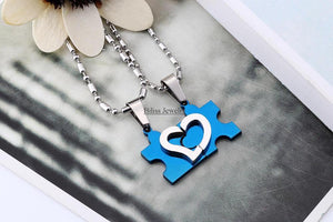 Heart Puzzle Couple Necklace