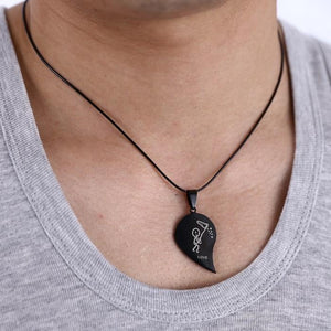 Love You Heart Couple Necklace
