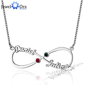 DIY Christmas Gift Infinity Love Birthstone Pendant Personalized 925 Sterling Silver Name Necklace With Box (JewelOra NE101637)