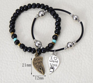 Vintage Style Couple Lovers' Heart Charm Bracelet