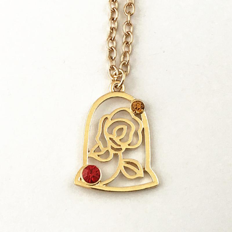 Freeshipping Beauty and the beast rose Necklace ASDS01
