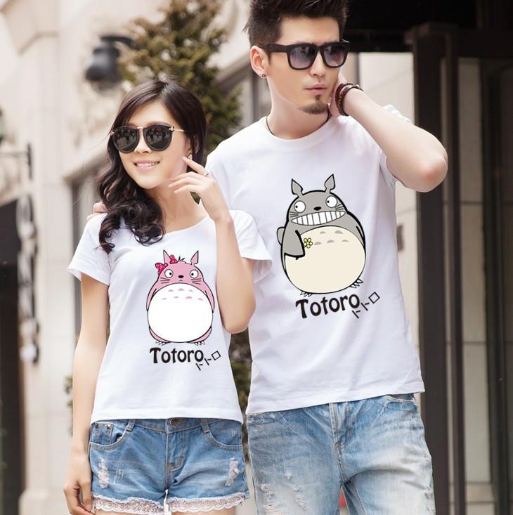 Totoro T shirt For Lovers Couple T shirt Clothing Cartoon Clothes For Men And Women T Shirt women tops for Free Shipping Brazil