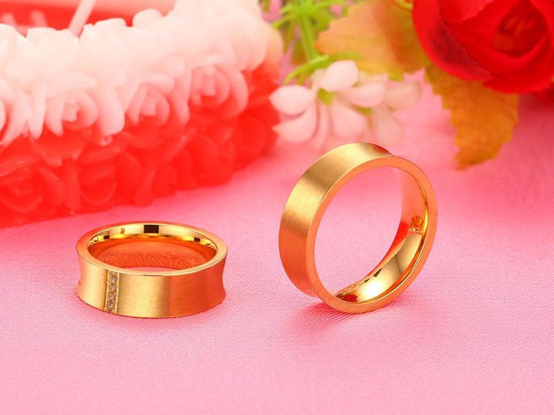 Stainless Steel Romantic Wedding Rings Gold Color Couple Rings For  Engagement Party Jewelry