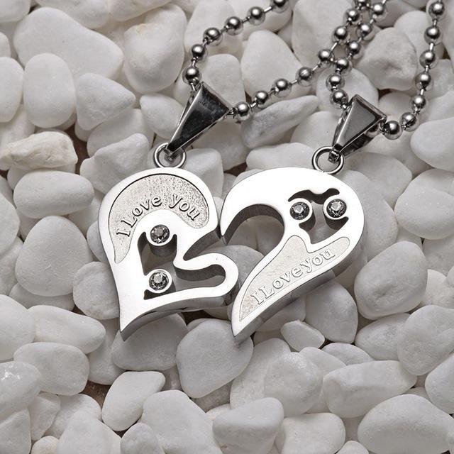 I Love You Heart Shape Couple Necklace
