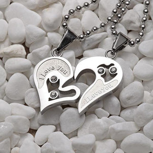 I Love You Heart Shape Couple Necklace
