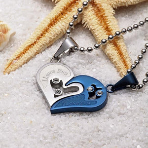 I Love You Heart Shape Couple Necklace