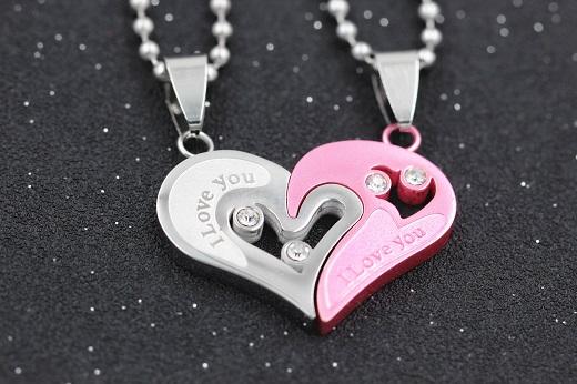 I Love You Heart Shape Couple Necklace