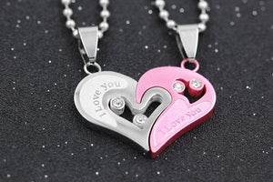 I Love You Heart Shape Couple Necklace