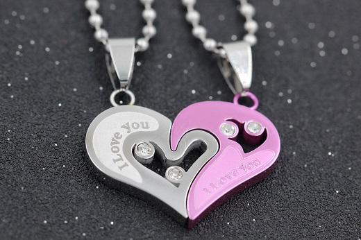 I Love You Heart Shape Couple Necklace