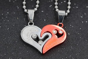 I Love You Heart Shape Couple Necklace