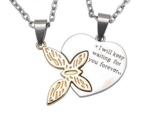 I Will Keep Waiting For You Butterfly Couple Necklace