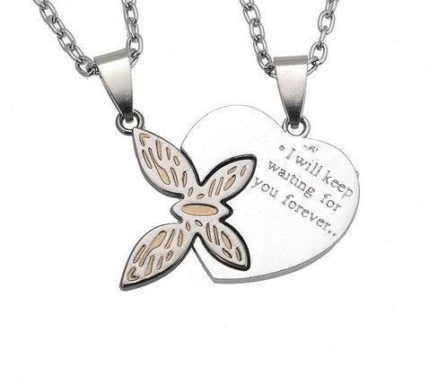 I Will Keep Waiting For You Butterfly Couple Necklace