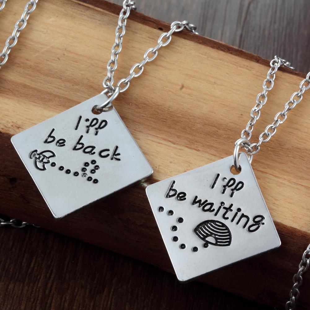 Long Distance Relationship I'll be back I'll be waiting Couple Necklace