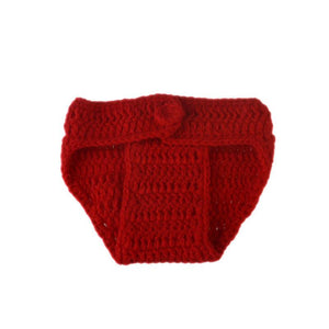 Twin Clothes Unisex Newborn Baby TWINS Photography Props Crochet Baby Earflap Hat & Diaper Set Knitted