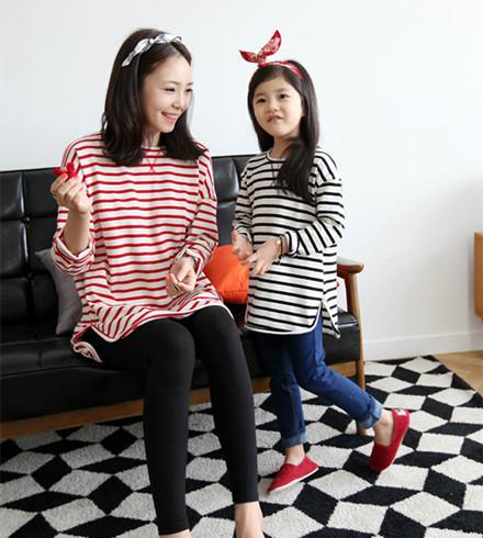NEW family shirt clothes for mother and daughter striped matching clothes family look mommy and me outfits clothing girl shirt