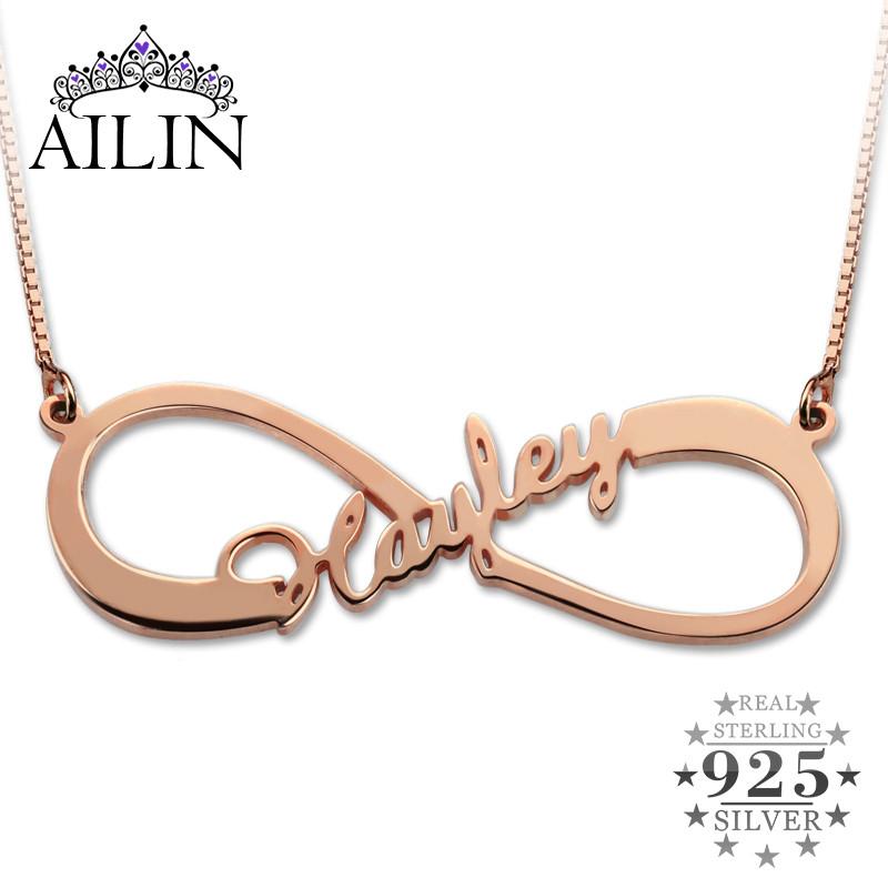 Infinity Name Necklace Rose Gold Color Single Name Necklace Infinity  Necklace with Any Name wedding Gift Mother's Day Gift
