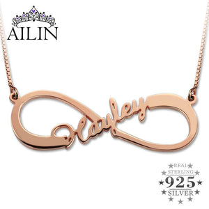 Infinity Name Necklace Rose Gold Color Single Name Necklace Infinity  Necklace with Any Name wedding Gift Mother's Day Gift