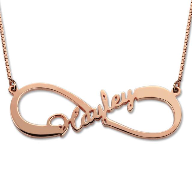 Infinity Name Necklace Rose Gold Color Single Name Necklace Infinity  Necklace with Any Name wedding Gift Mother's Day Gift