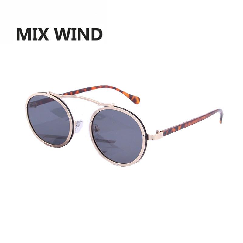 Mix wind Metal retro round frame sunglasses 2017 fashion face 7 color reflective sunglass women mirror Couple men eyewear