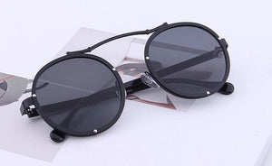 Mix wind Metal retro round frame sunglasses 2017 fashion face 7 color reflective sunglass women mirror Couple men eyewear