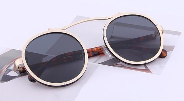 Mix wind Metal retro round frame sunglasses 2017 fashion face 7 color reflective sunglass women mirror Couple men eyewear