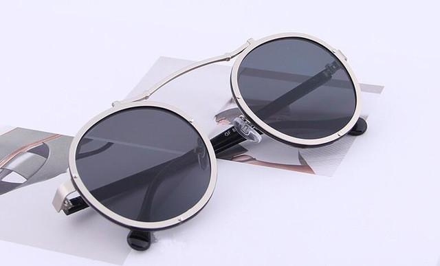 Mix wind Metal retro round frame sunglasses 2017 fashion face 7 color reflective sunglass women mirror Couple men eyewear