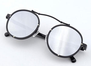 Mix wind Metal retro round frame sunglasses 2017 fashion face 7 color reflective sunglass women mirror Couple men eyewear