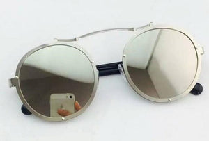 Mix wind Metal retro round frame sunglasses 2017 fashion face 7 color reflective sunglass women mirror Couple men eyewear