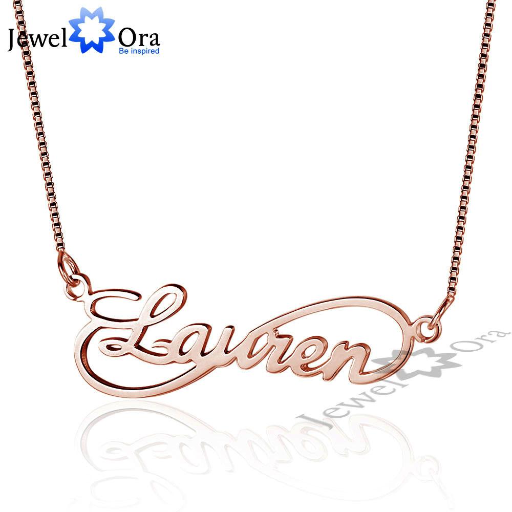Infinity Love Name Engrave Necklace 8 Shape Personalized 925 Sterling Silver Name Necklace Lovers Gift (JewelOra NE101629)
