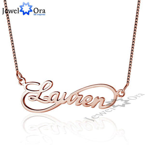 Infinity Love Name Engrave Necklace 8 Shape Personalized 925 Sterling Silver Name Necklace Lovers Gift (JewelOra NE101629)