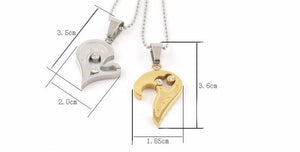 I Love You Heart Shape Couple Necklace