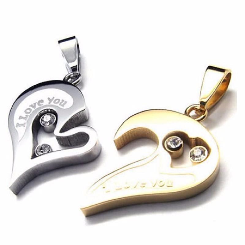 I Love You Heart Shape Couple Necklace
