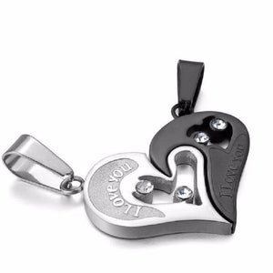 I Love You Heart Shape Couple Necklace