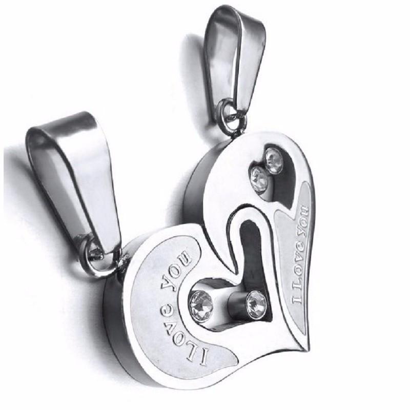 I Love You Heart Shape Couple Necklace