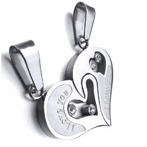 I Love You Heart Shape Couple Necklace