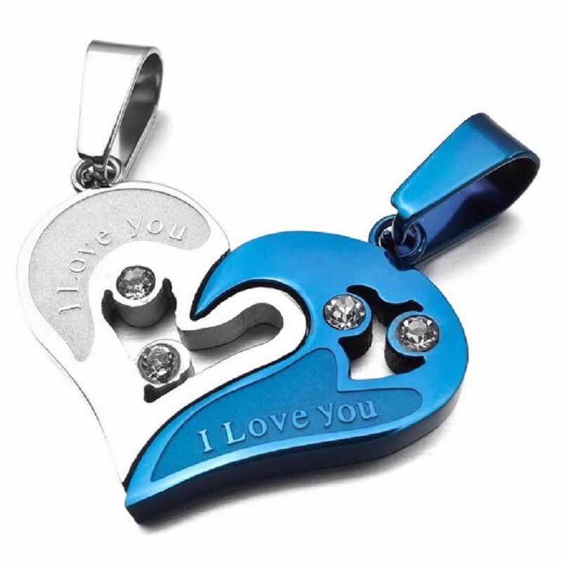 I Love You Heart Shape Couple Necklace