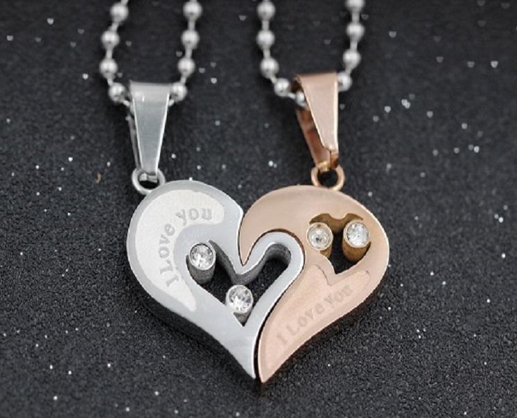 I Love You Heart Shape Couple Necklace
