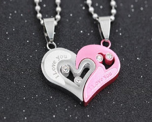 I Love You Heart Shape Couple Necklace