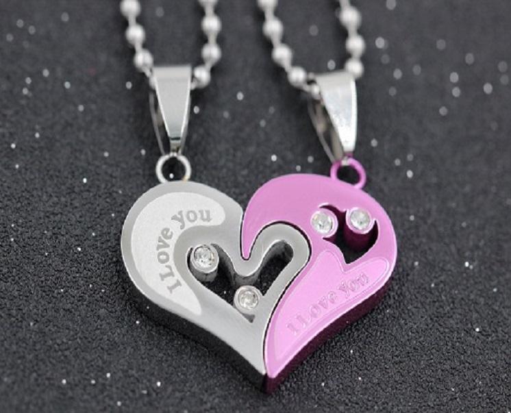 I Love You Heart Shape Couple Necklace
