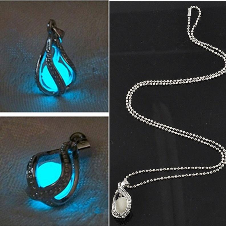 Glow In Dark Teardrop Couple Necklace