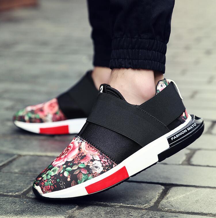 Trendy Flowers No Lace Couple Shoes