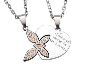 I Will Keep Waiting For You Butterfly Couple Necklace