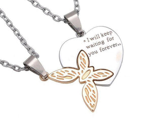 I Will Keep Waiting For You Butterfly Couple Necklace