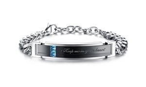 Couple Bracelet "Keep me in your heart" Full Crystal+Stainless Steel