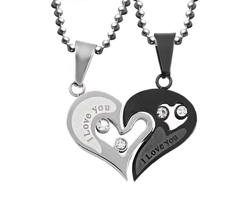 I Love You Heart Shape Couple Necklace