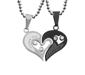 I Love You Heart Shape Couple Necklace